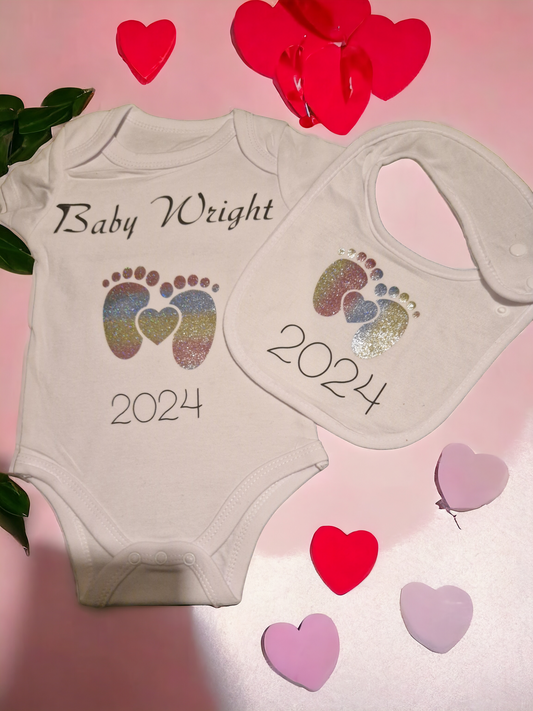 Custom baby vests and bib set